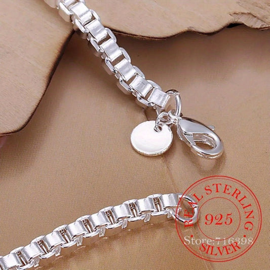 8-Inch Adjustable 925 Sterling Silver Charm Bracelet - Shiny White Bead Design, Lobster Claw Clasp - Perfect for Weddings & Parties, Ideal Couple Gift
