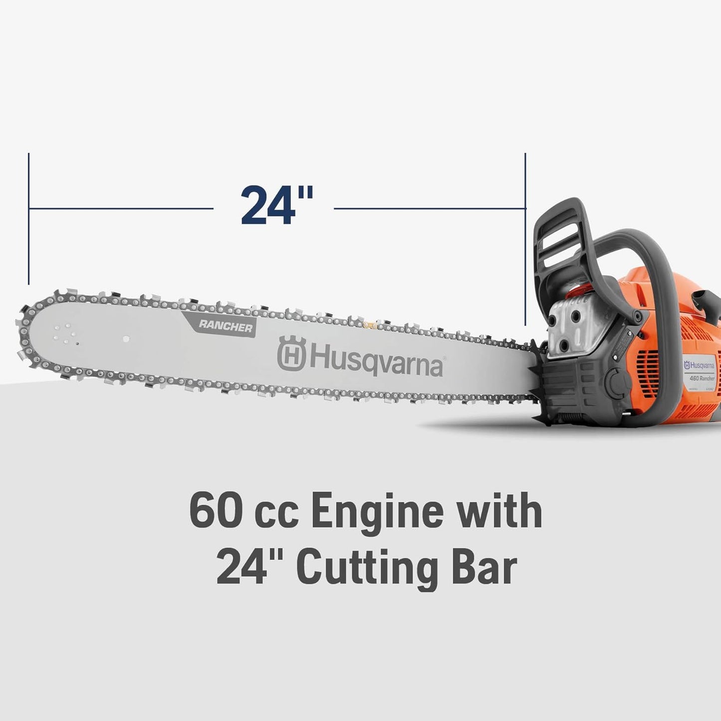 460 Rancher Gas Powered Chainsaw, 60.3-cc 3.6-HP, 2-Cycle X-Torq Engine, 24 Inch Chainsaw with Automatic Adjustable Oil Pump, For Wood Cutting, Tree Trimming and Land Clearing
