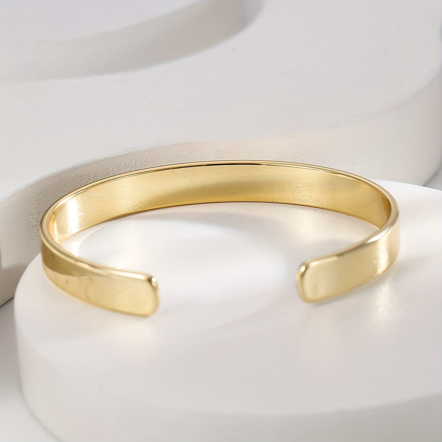 Personalized Golden Plated Cuff Bangle Bracelet Minimalist Open Bangle Cuff For Men Women