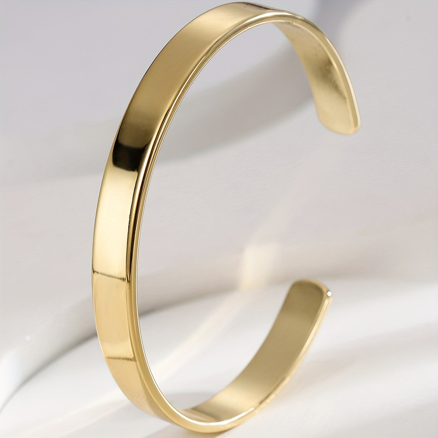 Personalized Golden Plated Cuff Bangle Bracelet Minimalist Open Bangle Cuff For Men Women