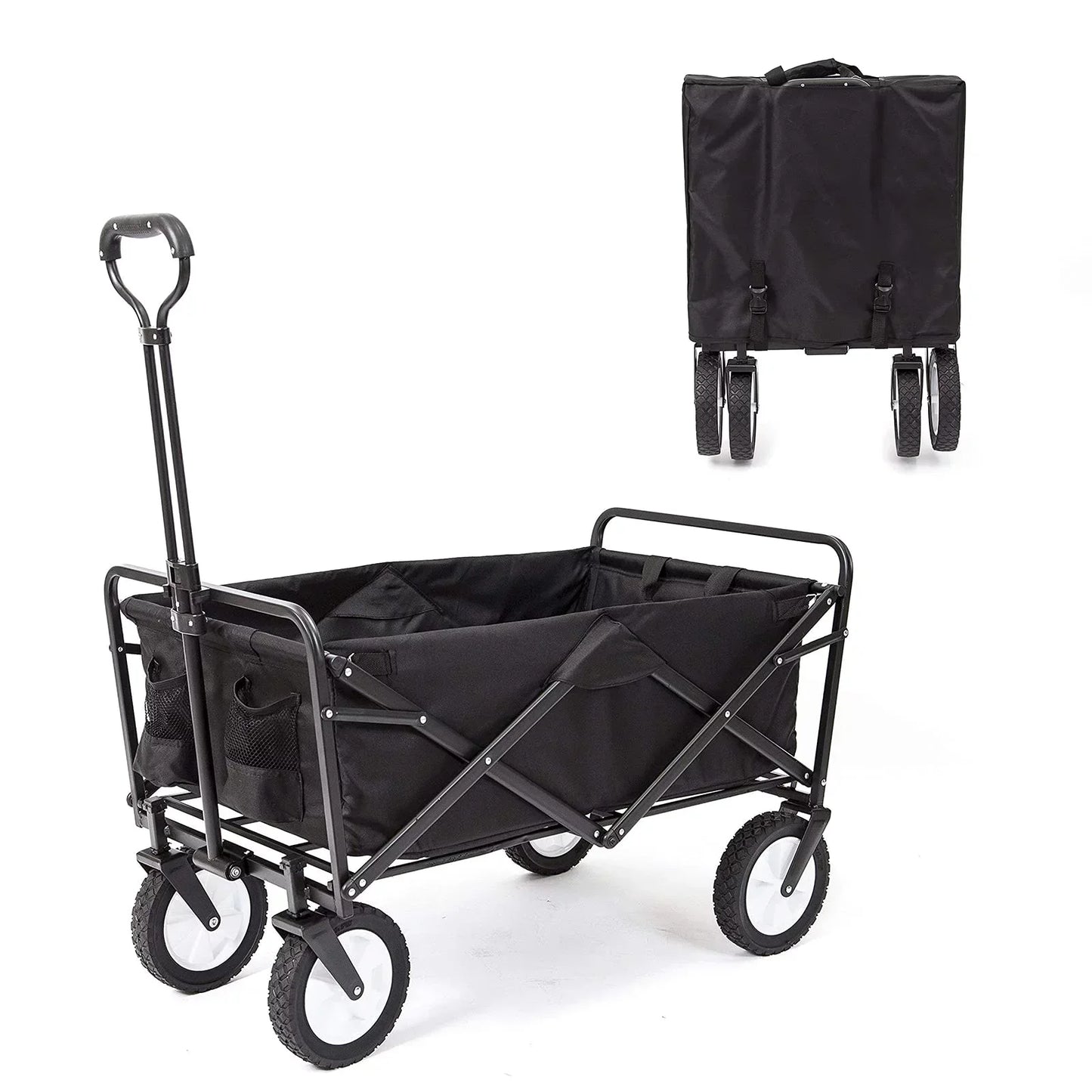 220lb Folding Wagon Utility Garden Cart for Outdoor Camping Black