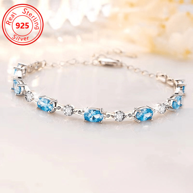 1 S925 Sterling Silvery Amethyst Bracelet - hypoallergenic - Luxury Amethyst with Plated bracelet - perfect for every occasion and Casual Attire - the perfect feminine jewelry