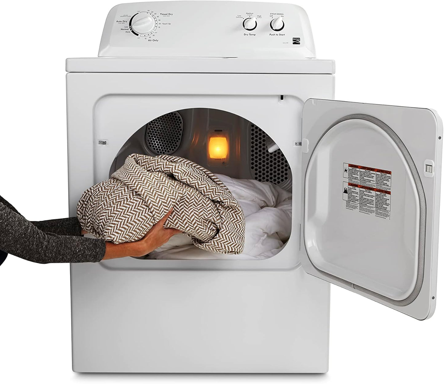 29′′ Front Load Electric Dryer with Wrinkle Guard and 7.0 Cubic Ft. Total Capacity, White