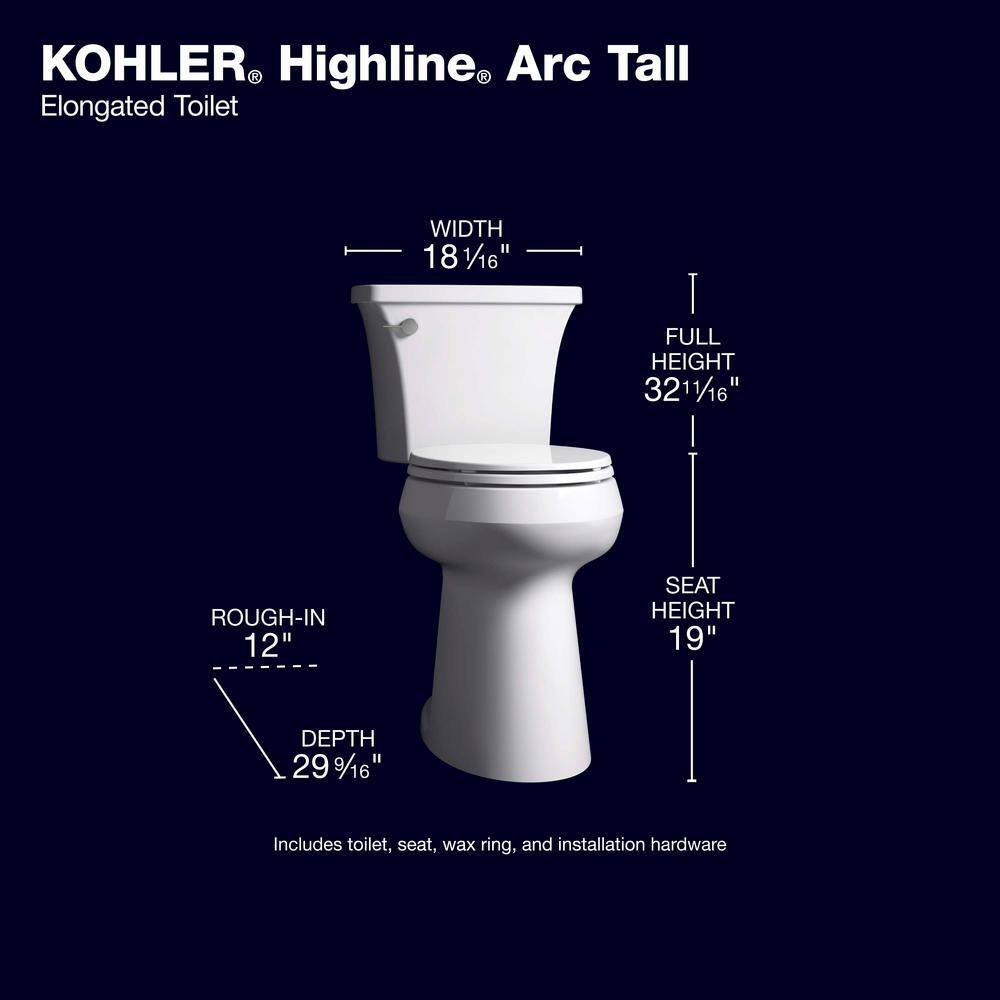 Extra Tall Highline Arc Complete Solution 2-piece 1.28 GPF Single Flush Elongated Toilet in White (Seat Included) 78305-0