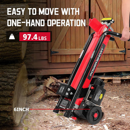 PowerSmart Electric Log Splitter 7-Ton - Efficient Wood Splitter with 3500 Motor Speed, 15 Amp, Horizontal Full Beam Design and Steel Wedge for Firewood & Kindling Cutting