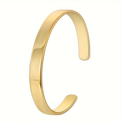 Personalized Golden Plated Cuff Bangle Bracelet Minimalist Open Bangle Cuff For Men Women