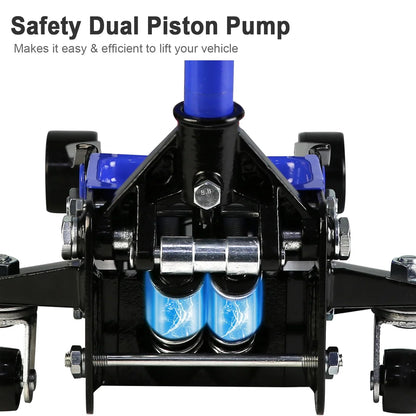 3 Ton Floor Jack, Hydraulic Low Profile Car Jack, Heavy Duty Steel Hydraulic Jack Floor Jack with Dual Piston Quick Lift Pump, Lifting Range 5.1′′-20′′