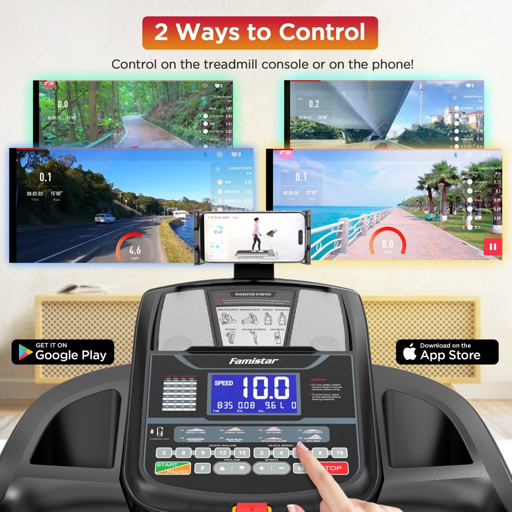 4.5HP Foldable Treadmill, 15 Auto Incline Levels, 10MPH Speed, 300LB Capacity, Home Exercise Machine