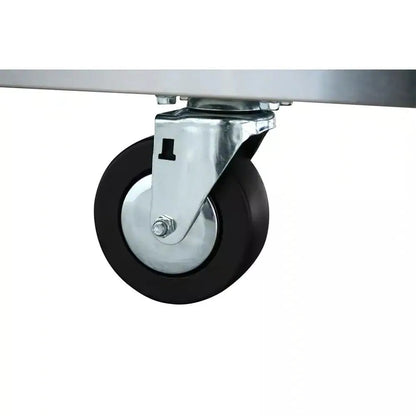 72 in 18-Drawer 24 in. D Mobile Workbench with Solid Wood Top Stainless Steel