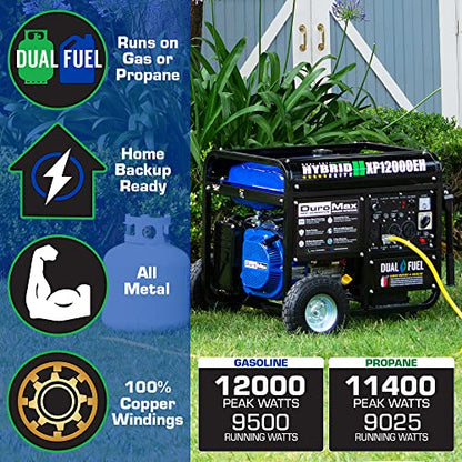 XP12000EH Dual Fuel Generator – 12,000W Gas/Propane, 457cc 4-Stroke Engine, EPA/CARB Compliant