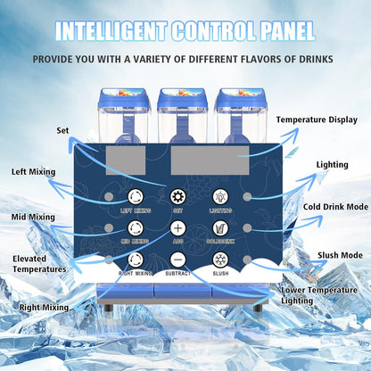 Commercial Slushy Machine - 1000W 30L Tanks Slush Maker Machine 304 Stainless Steel Commercial Margarita Machines Efficient Cooling the Ideal Slushie Maker for Bars Cafes Restaurants