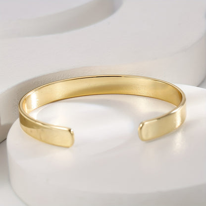 Personalized Golden Plated Cuff Bangle Bracelet Minimalist Open Bangle Cuff For Men Women