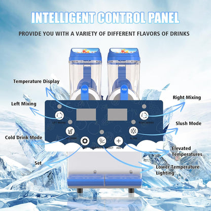 Commercial Slushy Machine - 1000W 30L Tanks Slush Maker Machine 304 Stainless Steel Commercial Margarita Machines Efficient Cooling the Ideal Slushie Maker for Bars Cafes Restaurants