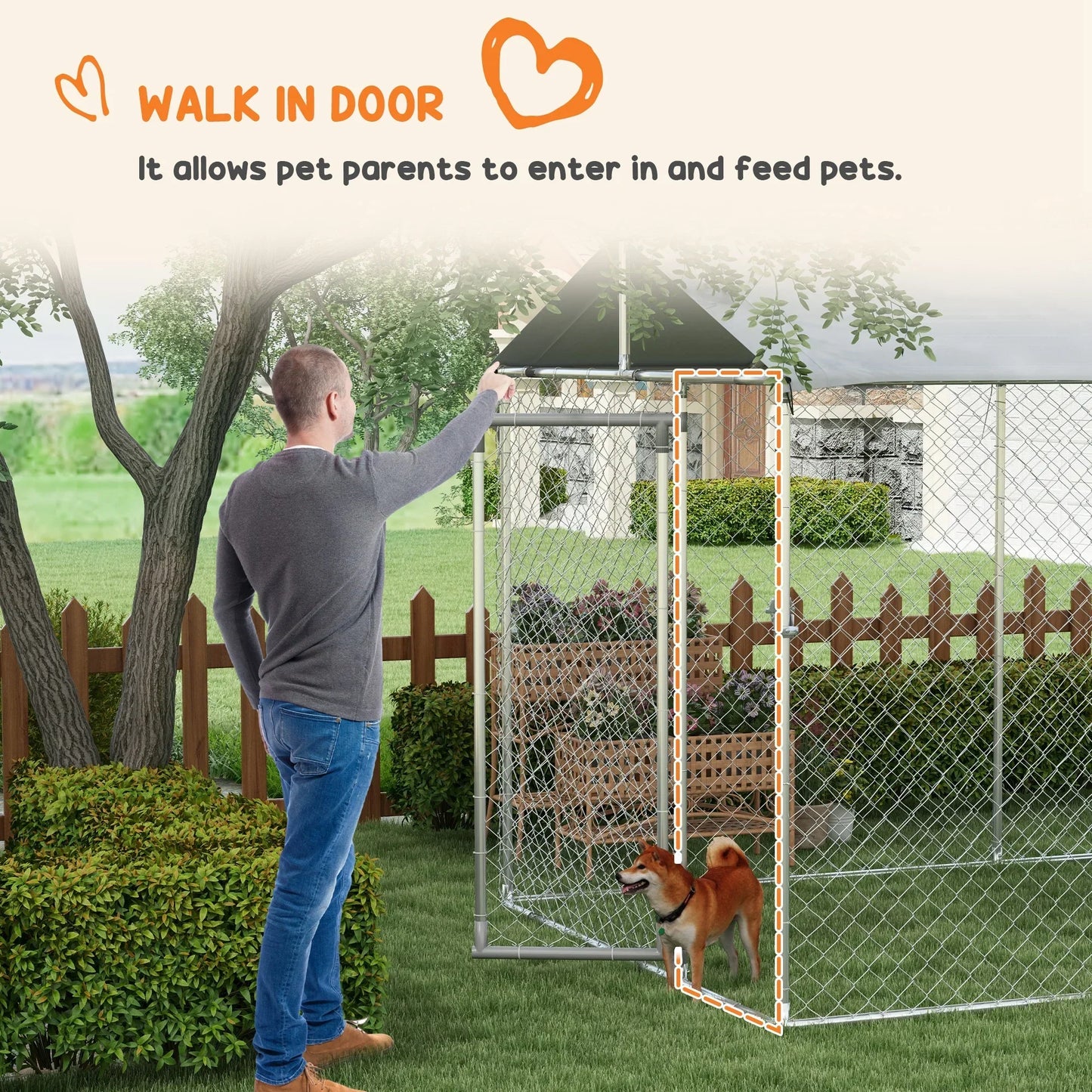 PawHut 19.7' x 7.5' x 7.5' Outdoor Dog Kennel W/ Waterproof Roof