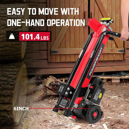 PowerSmart Electric Log Splitter 7-Ton - Efficient Wood Splitter with 3500 Motor Speed, 15 Amp, Horizontal Full Beam Design and Steel Wedge for Firewood & Kindling Cutting