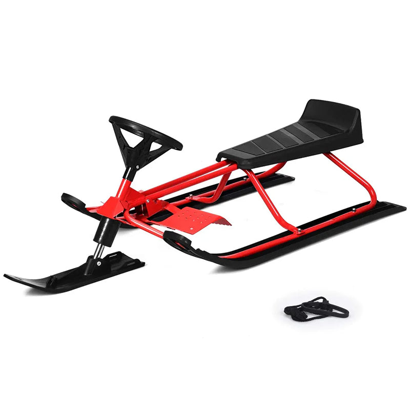 Snow Racer Sled, Ski Sled Slider Board with Twin Brakes