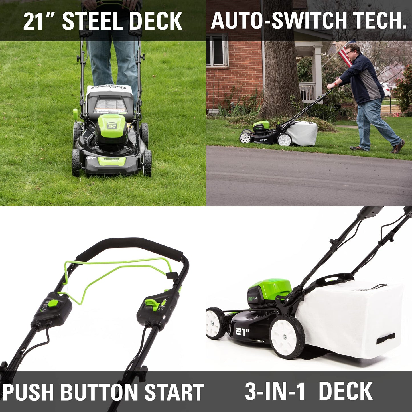 80V Cordless 21′′ Self-Propelled Brushless Lawn Mower | Greenworks