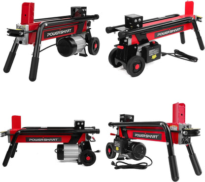 PowerSmart Electric Log Splitter 7-Ton - Efficient Wood Splitter with 3500 Motor Speed, 15 Amp, Horizontal Full Beam Design and Steel Wedge for Firewood & Kindling Cutting