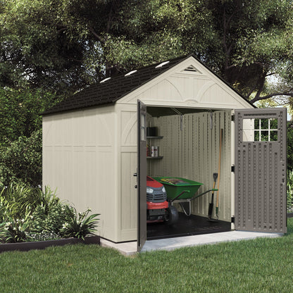 Suncast 8 x 10 ft. Metal and Resin Storage Shed, Vanilla