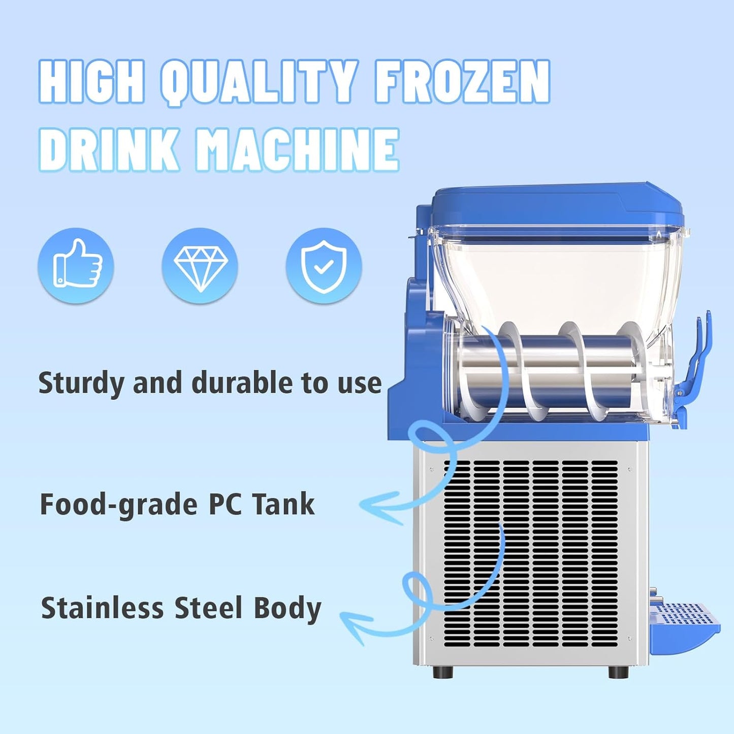 Commercial Slushy Machine - 1000W 30L Tanks Slush Maker Machine 304 Stainless Steel Commercial Margarita Machines Efficient Cooling the Ideal Slushie Maker for Bars Cafes Restaurants