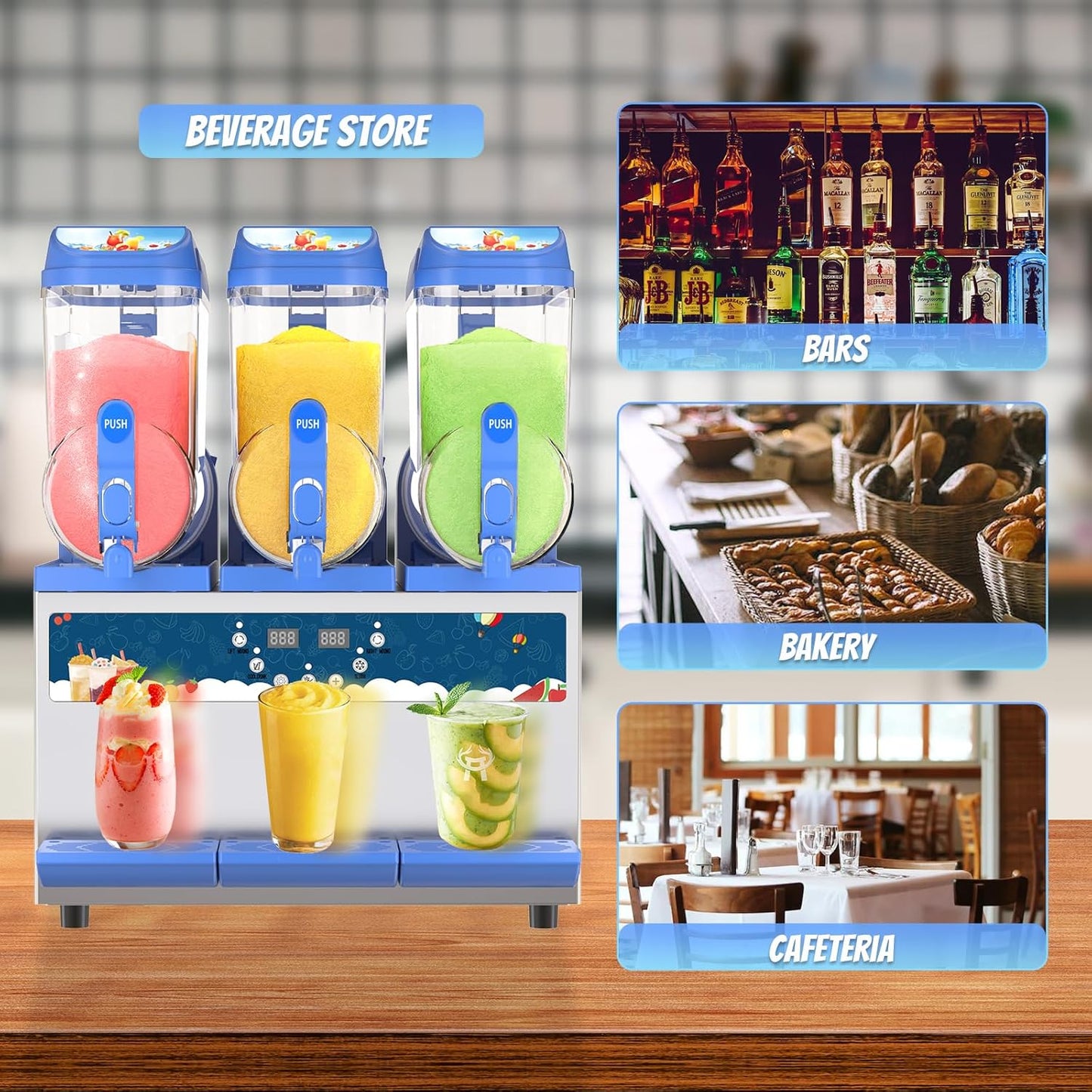 Commercial Slushy Machine - 1000W 30L Tanks Slush Maker Machine 304 Stainless Steel Commercial Margarita Machines Efficient Cooling the Ideal Slushie Maker for Bars Cafes Restaurants