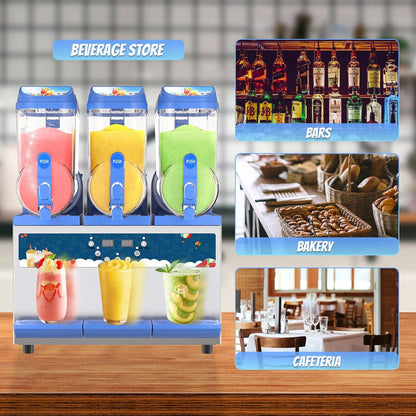 Commercial Slushy Machine - 1000W 30L Tanks Slush Maker Machine 304 Stainless Steel Commercial Margarita Machines Efficient Cooling the Ideal Slushie Maker for Bars Cafes Restaurants