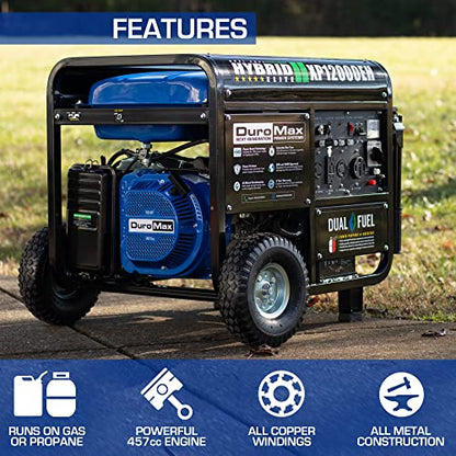XP12000EH Dual Fuel Generator – 12,000W Gas/Propane, 457cc 4-Stroke Engine, EPA/CARB Compliant