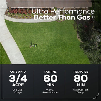 60V 21” Cordless (Self-Propelled) Lawn Mower , 2 x 4.0Ah Batteries and Dual Port Rapid Charger