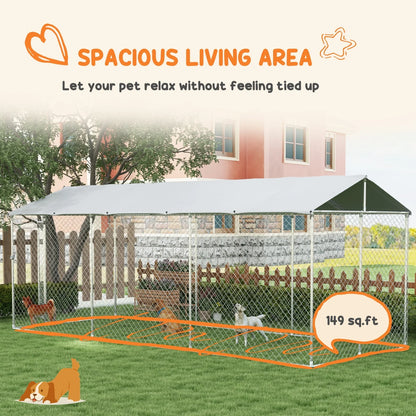 PawHut 19.7' x 7.5' x 7.5' Outdoor Dog Kennel W/ Waterproof Roof