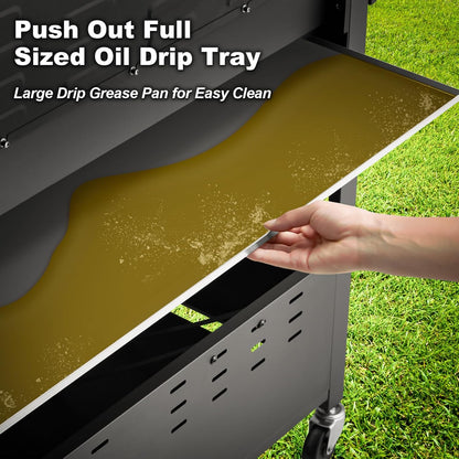 Upgraded 4 Burner BBQ Propane Gas Grill with Cast Iron Grates & Side Stove, 44,000 BTU Stainless Steel Burner Barbecue Grill for Patio, Camping, Outdoor Cooking MELLCOM