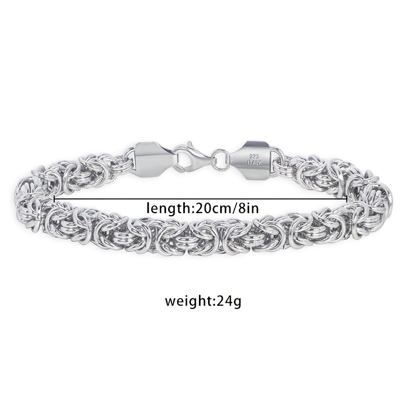 925 Silver High-quality And Fashionable Byzantine Bracelet, Jewelry For, Hip-hop Trend Items, Perfect Father'S Day Gift, Free Exquisite Gift Box