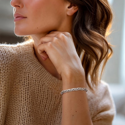 925 Silver High-quality And Fashionable Byzantine Bracelet, Jewelry For, Hip-hop Trend Items, Perfect Father'S Day Gift, Free Exquisite Gift Box