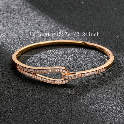 1pc Elegant Golden-Tone Open Cuff Bracelet with Sparkling White Zirconia - Chic & Simple Design, Ideal for Daily Wear & Parties, Perfect Ramadan & Christmas Gift for Friends